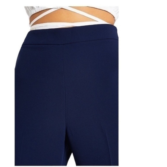 River Island Nordstrom Crepe Flare Leg Pants Trousers Navy Blue 6 NWT - Picture 4 of 10